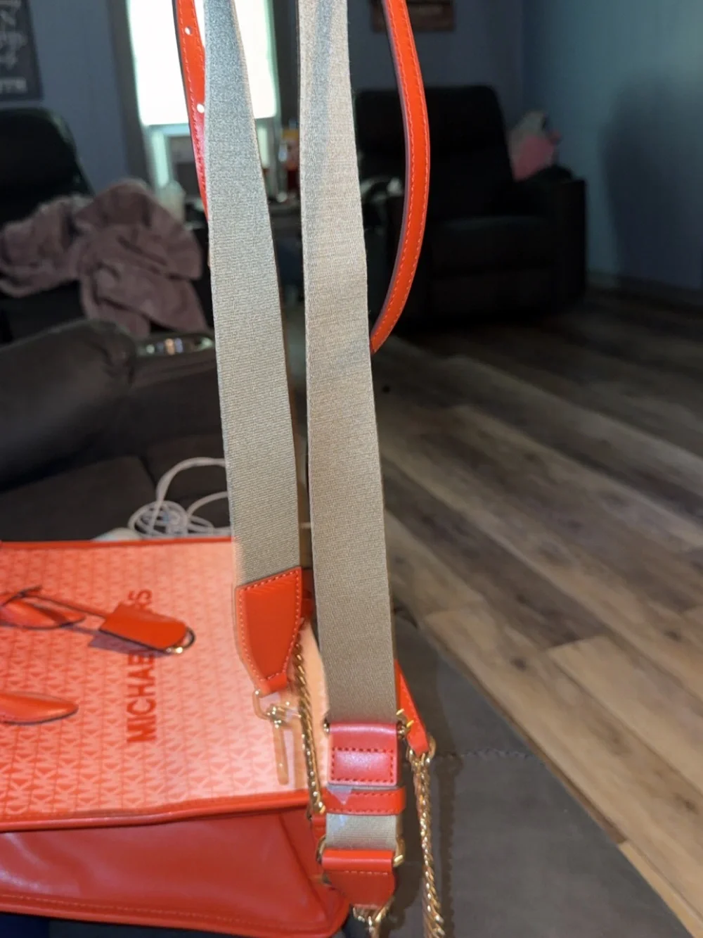 Michael Kors Orange Leather Shoulder Bag and wallet